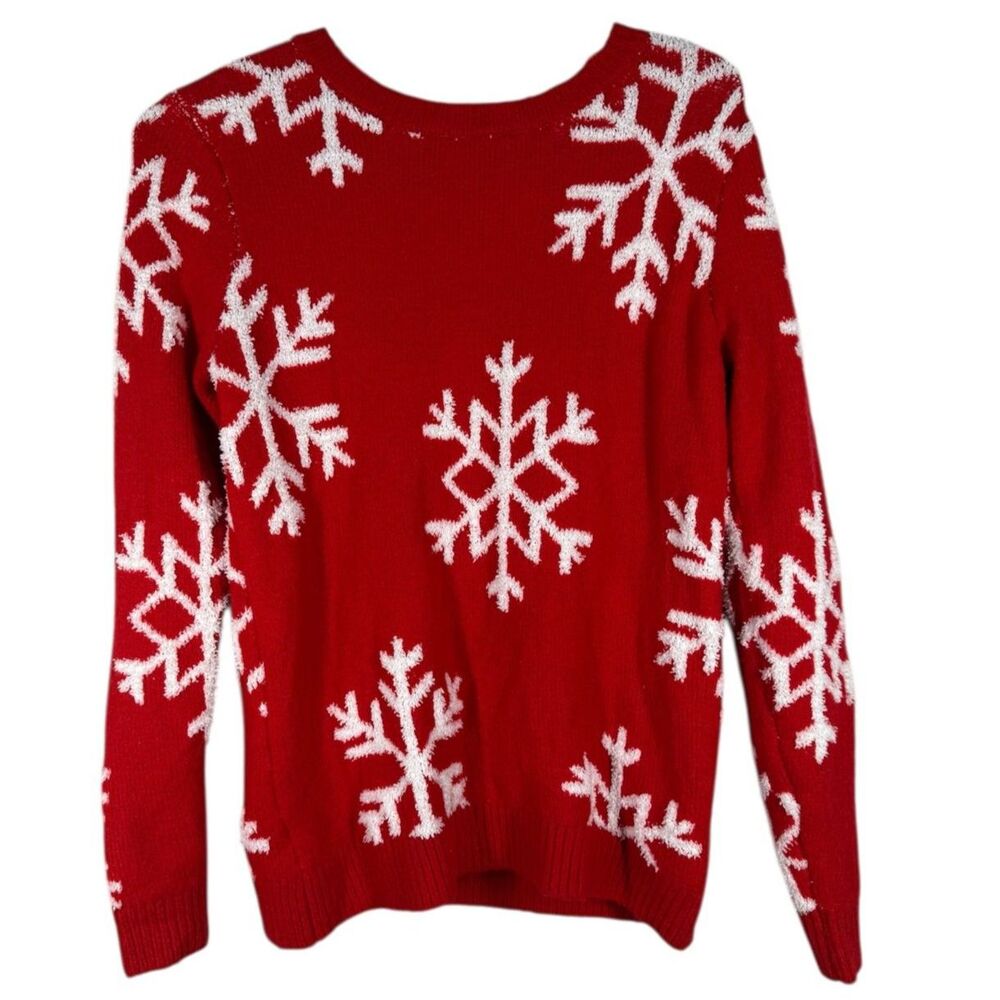 Cupcakes and Cashmere Womens Red Snowflake Sweater Sz XS Holiday Christmas Soft
